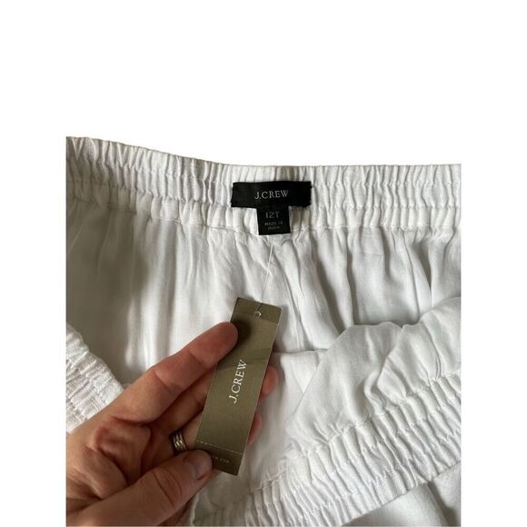 NEW J.Crew Tall Linen Lined Pants White Pull On size 12 - Picture 7 of 10